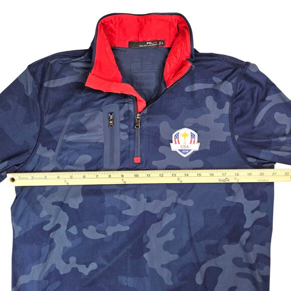 RLX Ralph Lauren Shirt Mens Medium Blue Camo US Ryder Cup Team Pullover 2016 - Picture 14 of 16